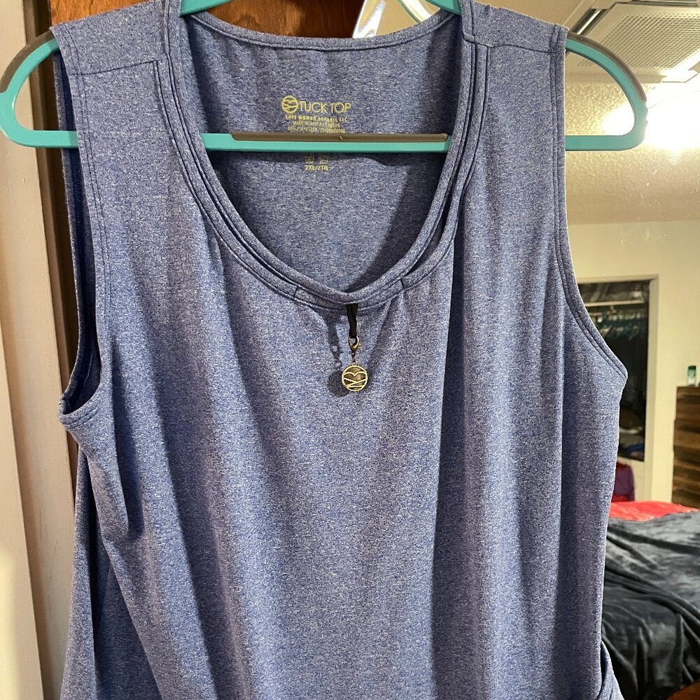BEACH BLUE SLEEVELESS TANK TUCK TOP 2XL BY FREE WOMAN APPAREL EUC